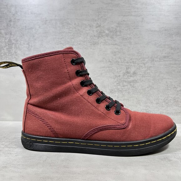 Dr Martens Shoreditch Canvas Lace Up Boots - Women's Size 7 - Red - Picture 4 of 10